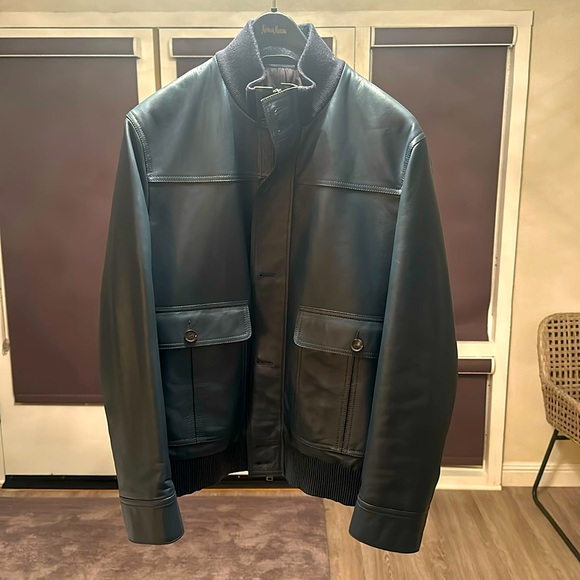 Jaguar green Brioni leather jacket - Picture 1 of 3